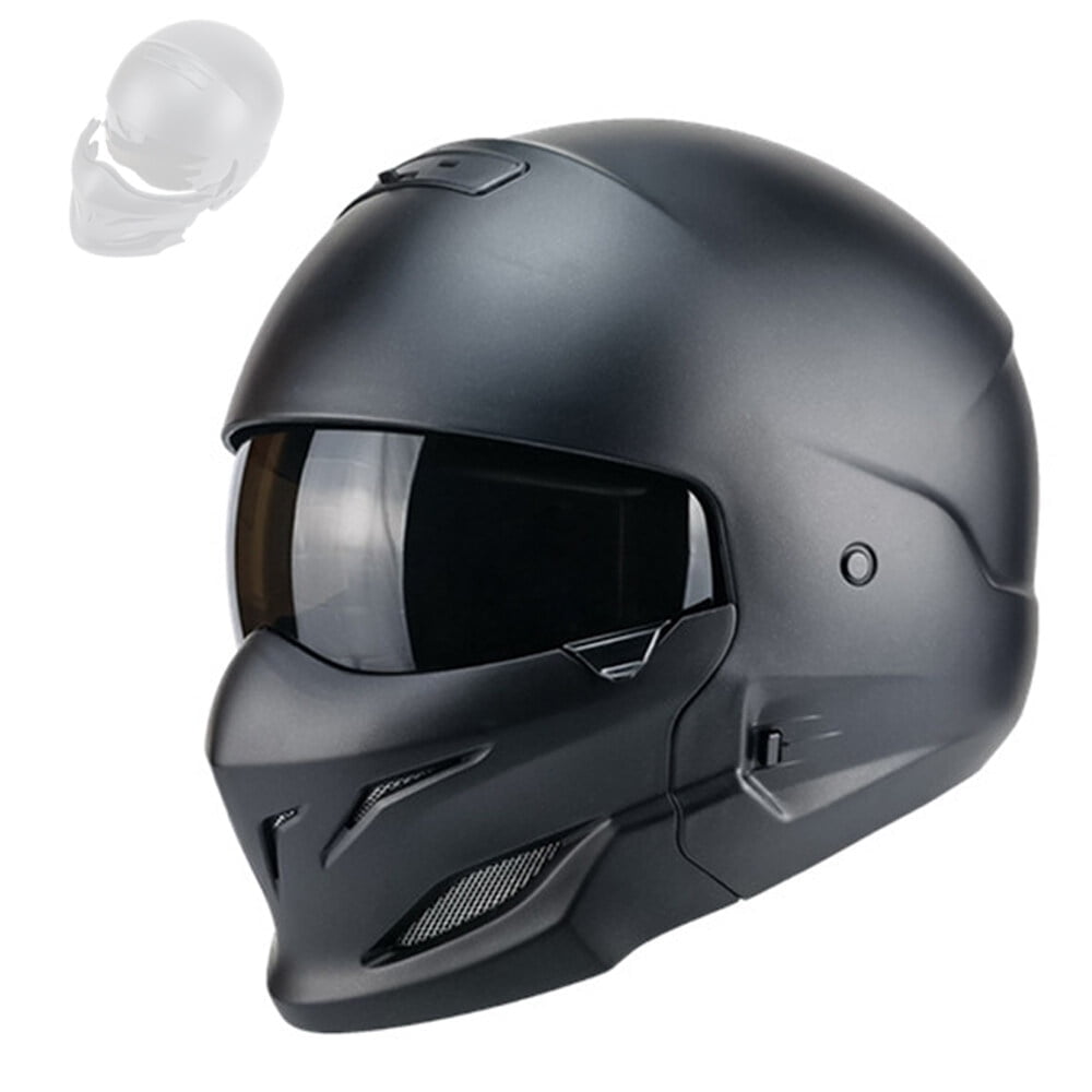 Motorcycle Helmet Vintage Combined Helment Half-Helmet Street Bike Safety Helmet Shock Absorption with Detachable Face Cover for Men \u0026 Women All Seasons